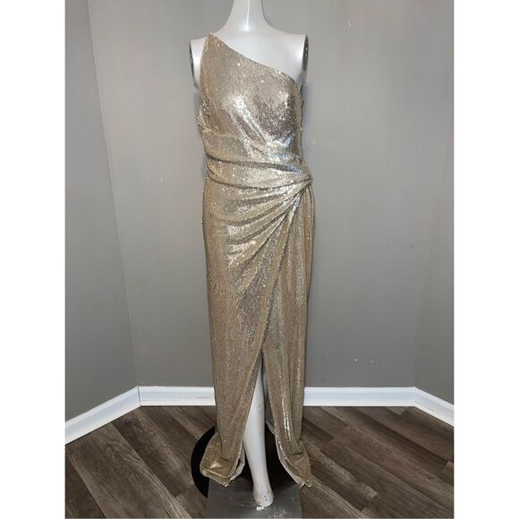 NWT Halston Adriana One-Shoulder Sequin Gown Size 2 $595 - Picture 4 of 10